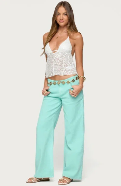 Edikted Meela Sequin Beaded Open Back Halter Top In White