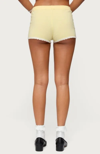 Edikted Leila Scalloped Knit Shorts In Yellow