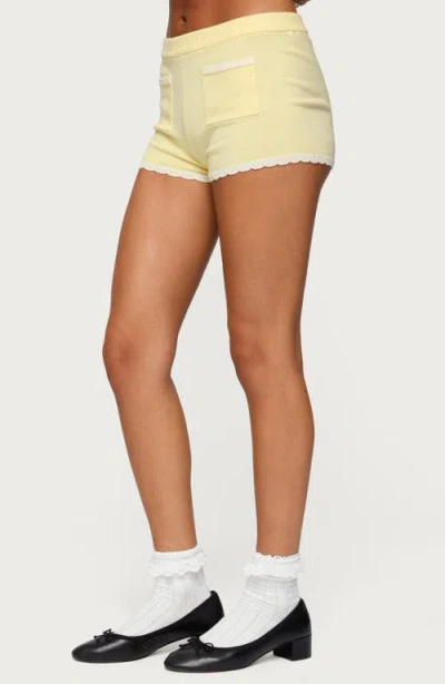 Edikted Leila Scalloped Knit Shorts In Yellow