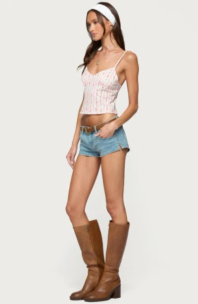 Edikted Raia Floral Stripe Lace Trim Open Back Camisole In Multi