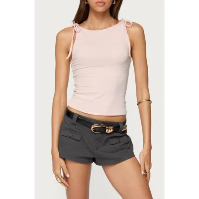 Edikted Chrissy Tie Strap Tank Top In Gray