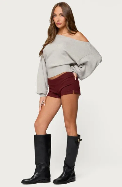 Edikted Ravenna One-shoulder Sweater In Gray