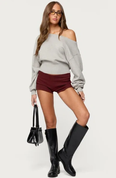 Edikted Ravenna One-shoulder Sweater In Gray