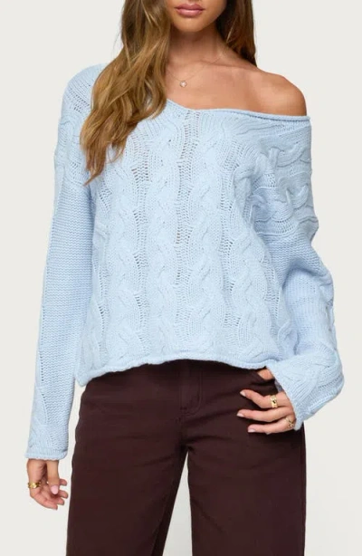 Edikted Inga Oversized Cable Knit Sweater In Blue
