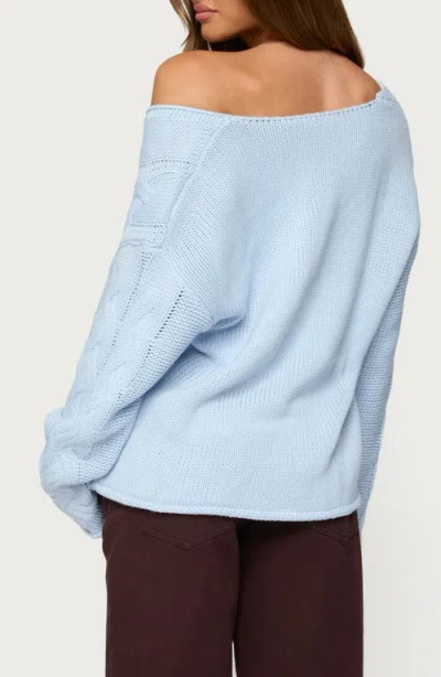 Edikted Inga Oversized Cable Knit Sweater In Blue