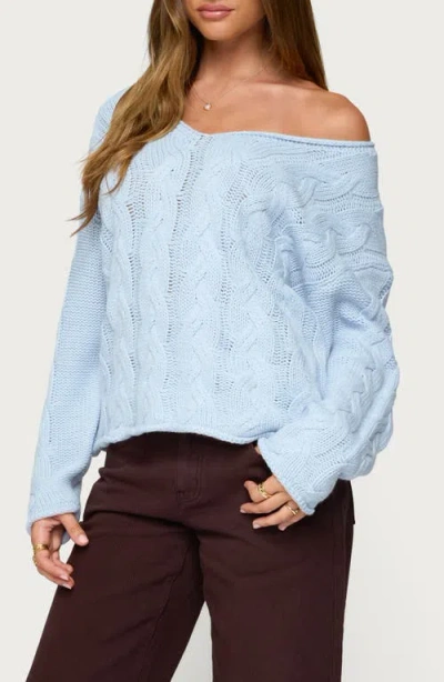 Edikted Inga Oversized Cable Knit Sweater In Blue