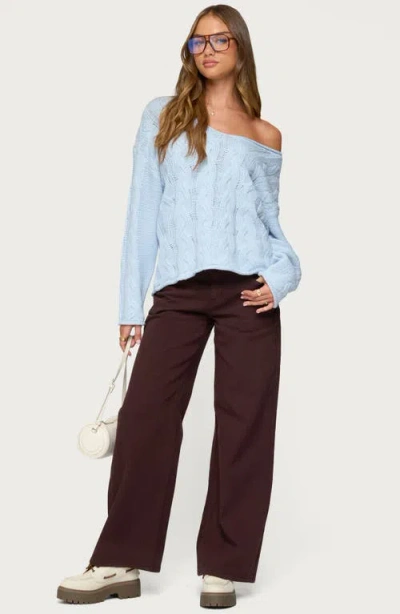 Edikted Inga Oversized Cable Knit Sweater In Blue