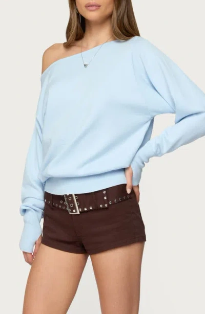 Edikted Oversize Off The Shoulder Sweater In Blue