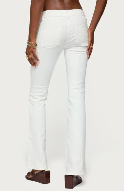 Edikted Mattea Patch Pocket Low Rise Flare Jeans In White