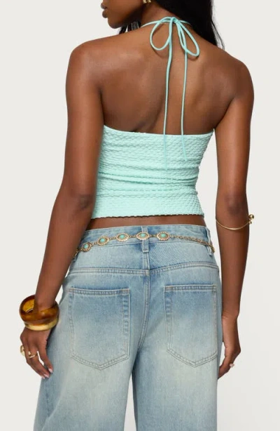 Edikted Zoee Twisted Textured Halter Top In Blue