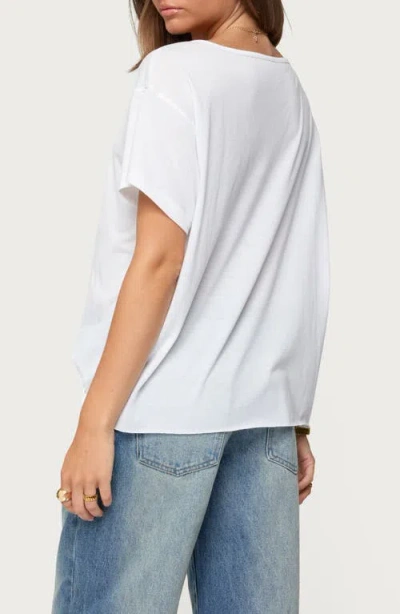 Edikted Sonora Oversized V Neck T Shirt In White