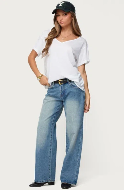 Edikted Sonora Oversized V Neck T Shirt In White