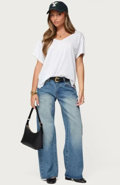 Edikted Sonora Oversized V Neck T Shirt In White