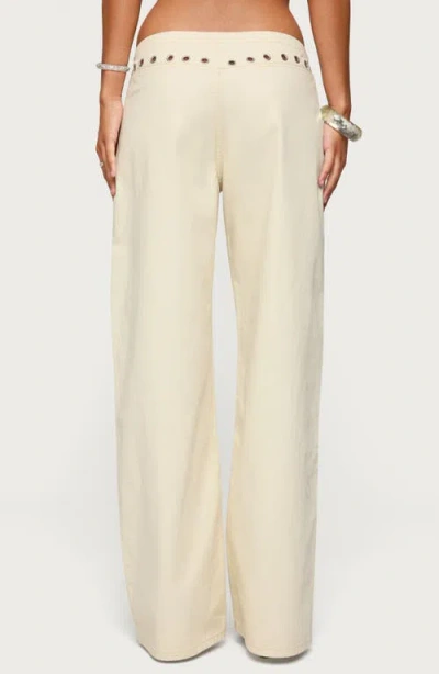 Edikted Grommet Tie Waist Low Rise Colored Wash Jeans In Multi