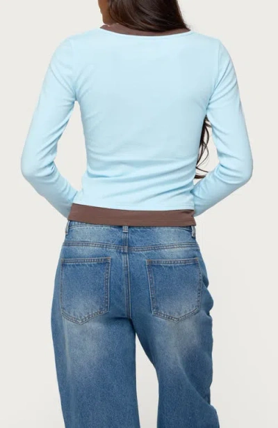 Edikted Layered Look Long Sleeve Stretch Cotton Top In Gray