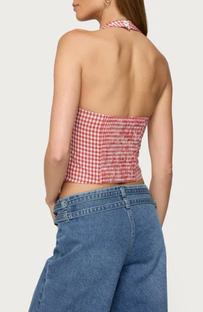Edikted Evan Gingham Cotton Halter Top In Multi