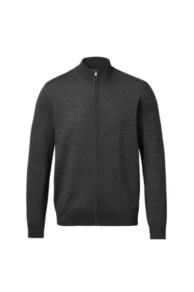 Charles Tyrwhitt Pure Merino Full Zip Through Cardigan In Gray