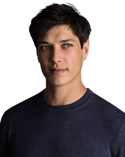 Charles Tyrwhitt Pure Merino Crew Neck Sweater In Blue