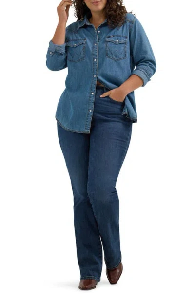 Wrangler Bespoke Curvy High Waist Bootcut Jeans In Blue