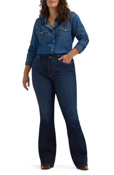 Wrangler Bespoke Curvy High Waist Bootcut Jeans In Blue