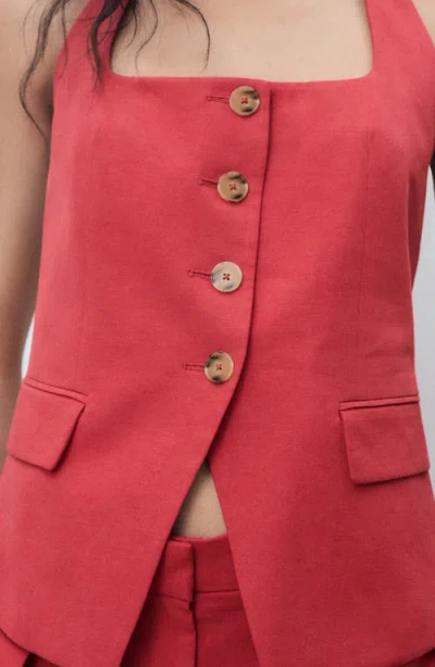 Mango Cotton Mix Halterneck Vest In Multi