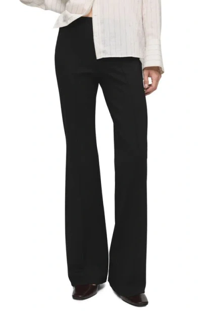 Mango Seamed Detail Flare Leggings In Black