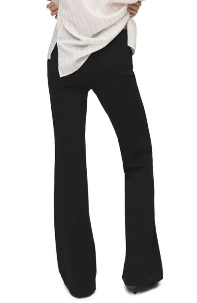 Mango Seamed Detail Flare Leggings In Black