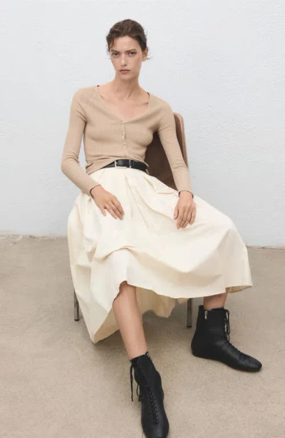 Mango V-neck Ribbed Henley Sweater In Multi