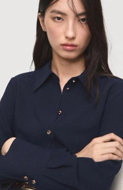 Mango Button-up Shirt In Blue