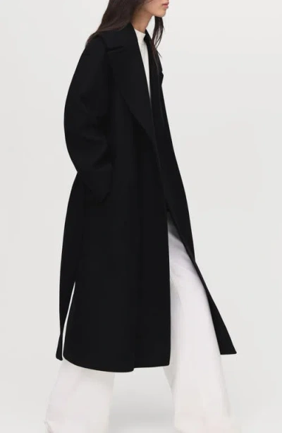 Mango Belted Wool Blend Coat In Black