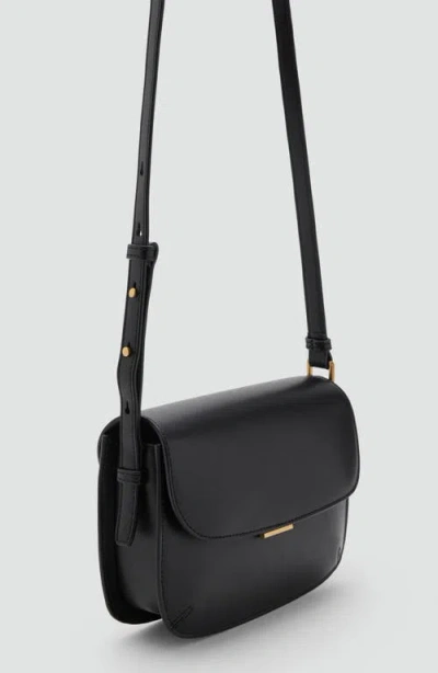 Mango Faux Leather Crossbody Bag In Black