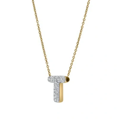 Luvmyjewelry Small Bubble Initial Letter 14k Yellow Gold Diamond Pendant Necklace In Gold
