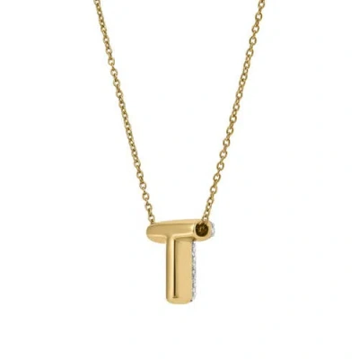 Luvmyjewelry Small Bubble Initial Letter 14k Yellow Gold Diamond Pendant Necklace In Gold