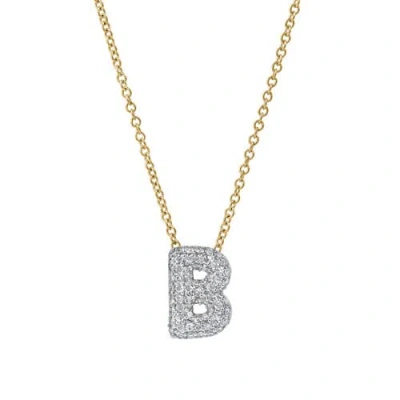 Luvmyjewelry Small Bubble Initial Letter 14k Yellow Gold Diamond Pendant Necklace In Gold