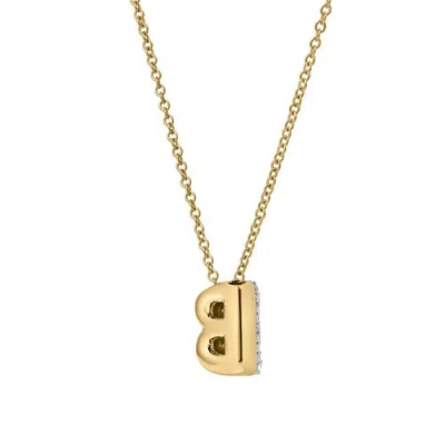 Luvmyjewelry Small Bubble Initial Letter 14k Yellow Gold Diamond Pendant Necklace In Gold