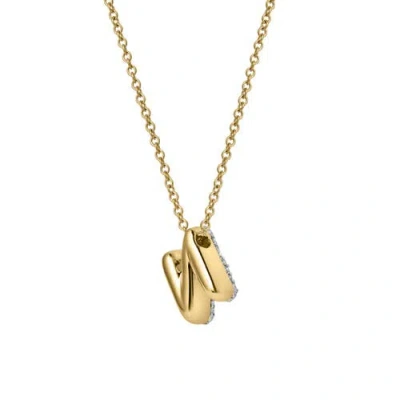 Luvmyjewelry Small Bubble Initial Letter 14k Yellow Gold Diamond Pendant Necklace In Gold