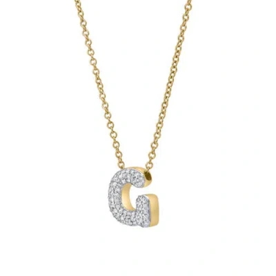 Luvmyjewelry Small Bubble Initial Letter 14k Yellow Gold Diamond Pendant Necklace In Gold