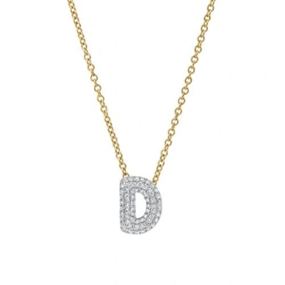 Luvmyjewelry Small Bubble Initial Letter 14k Yellow Gold Diamond Pendant Necklace In Gold