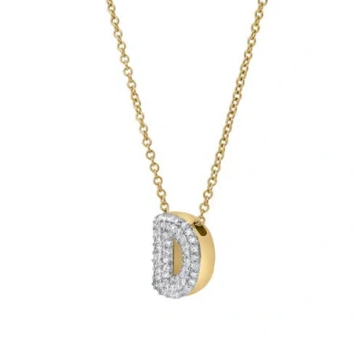 Luvmyjewelry Small Bubble Initial Letter 14k Yellow Gold Diamond Pendant Necklace In Gold