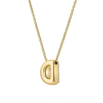 Luvmyjewelry Small Bubble Initial Letter 14k Yellow Gold Diamond Pendant Necklace In Gold