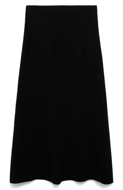 Mango Women's Flared Knitted Skirt In Black