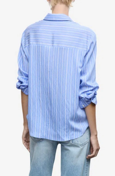 Mango Stripe Button-up Shirt In Blue