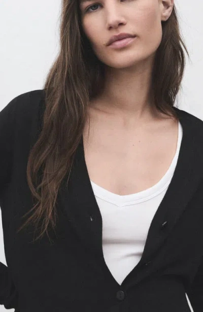 Mango V-neck Cardigan In Black