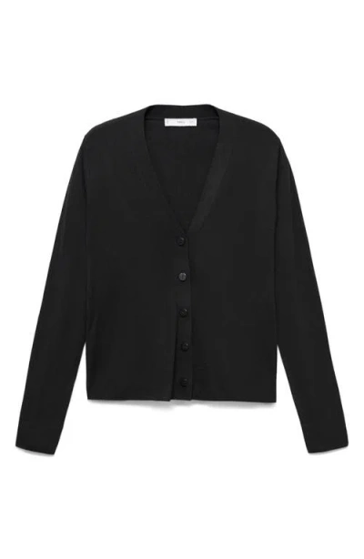 Mango V-neck Cardigan In Black
