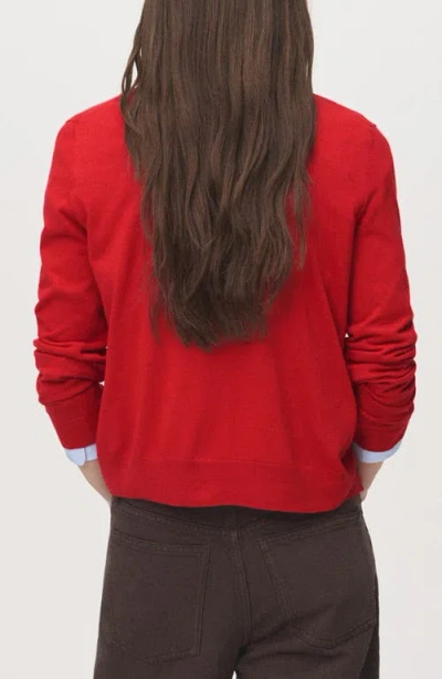 Mango V-neck Knitted Cardigan Dark Orange In Red