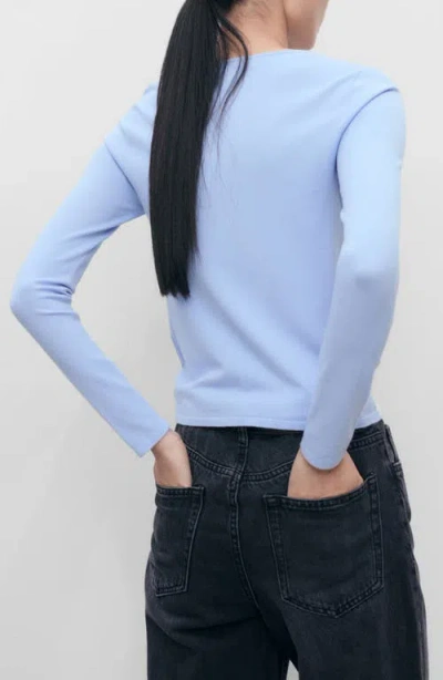 Mango Fine Knit Sweater In Blue