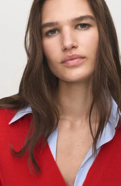 Mango V-neck Knitted Cardigan Dark Orange In Red