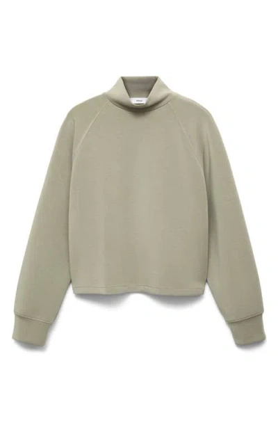 Mango High Collar Sweatshirt Khaki In Green