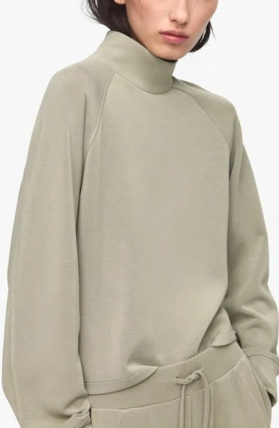 Mango High Collar Sweatshirt Khaki In Green