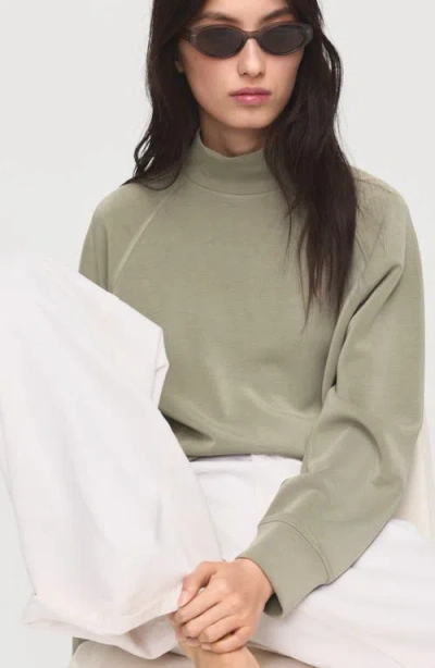 Mango High Collar Sweatshirt Khaki In Green